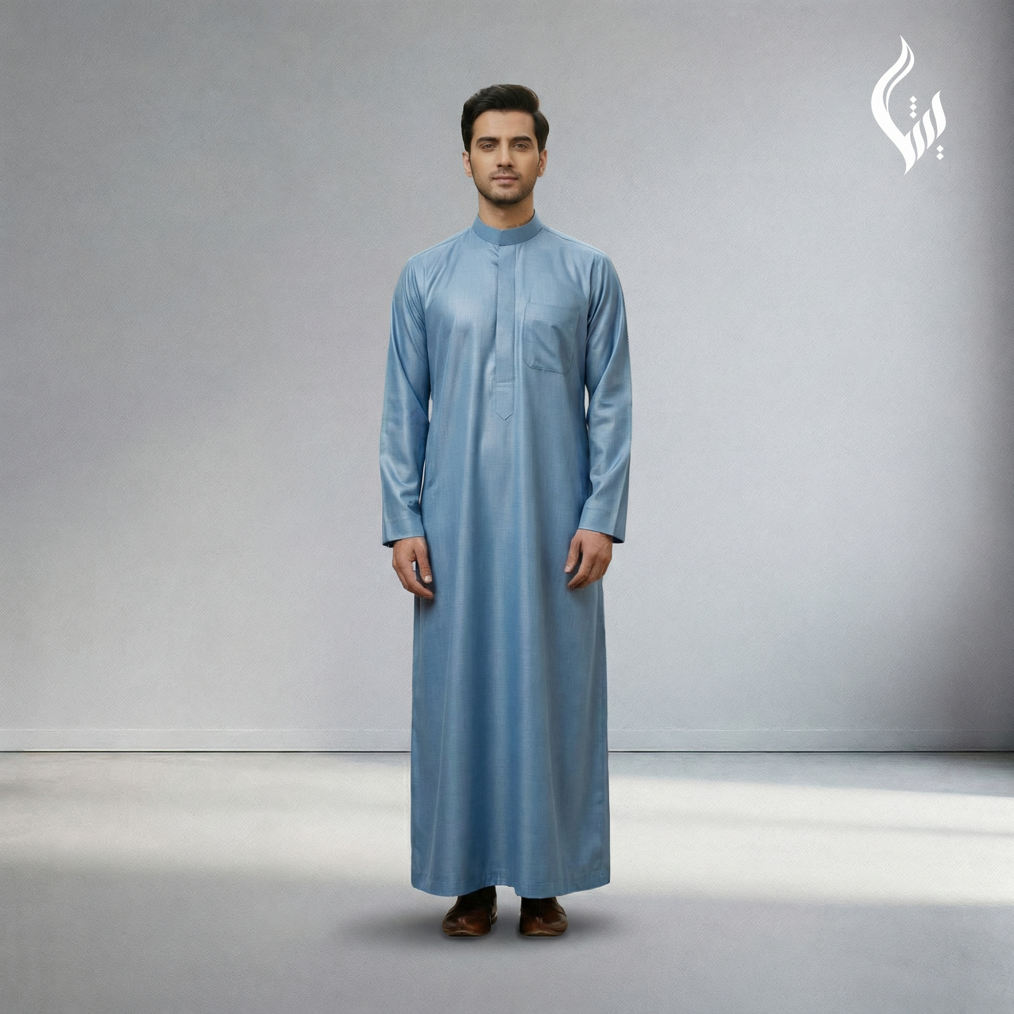 Saudi Collar Thobe with Kashka Tassel – Kali Cut Islamic Wear