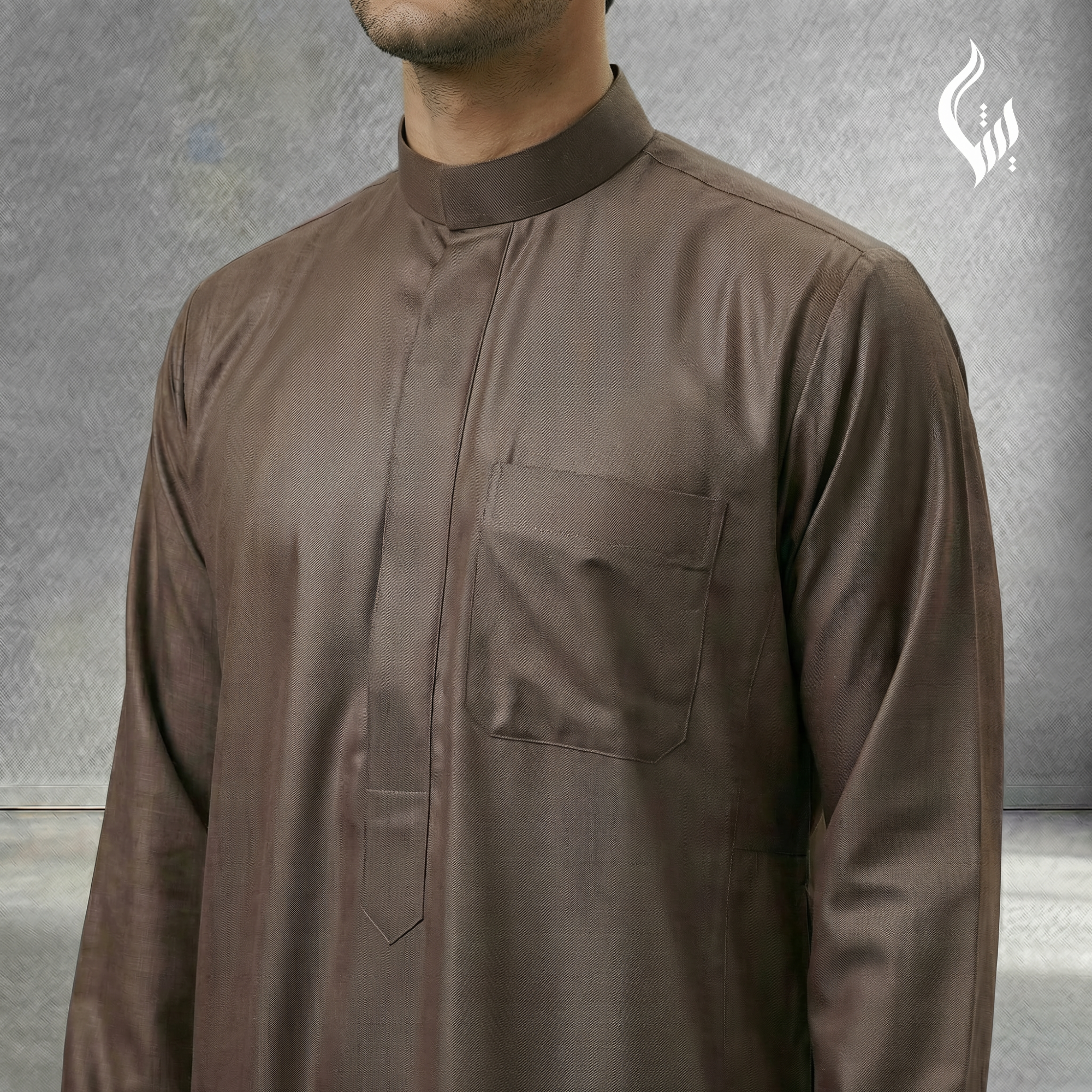 Saudi Collar Thobe with Kashka Tassel - Kali Cut Islamic Wear-thumbmail-8