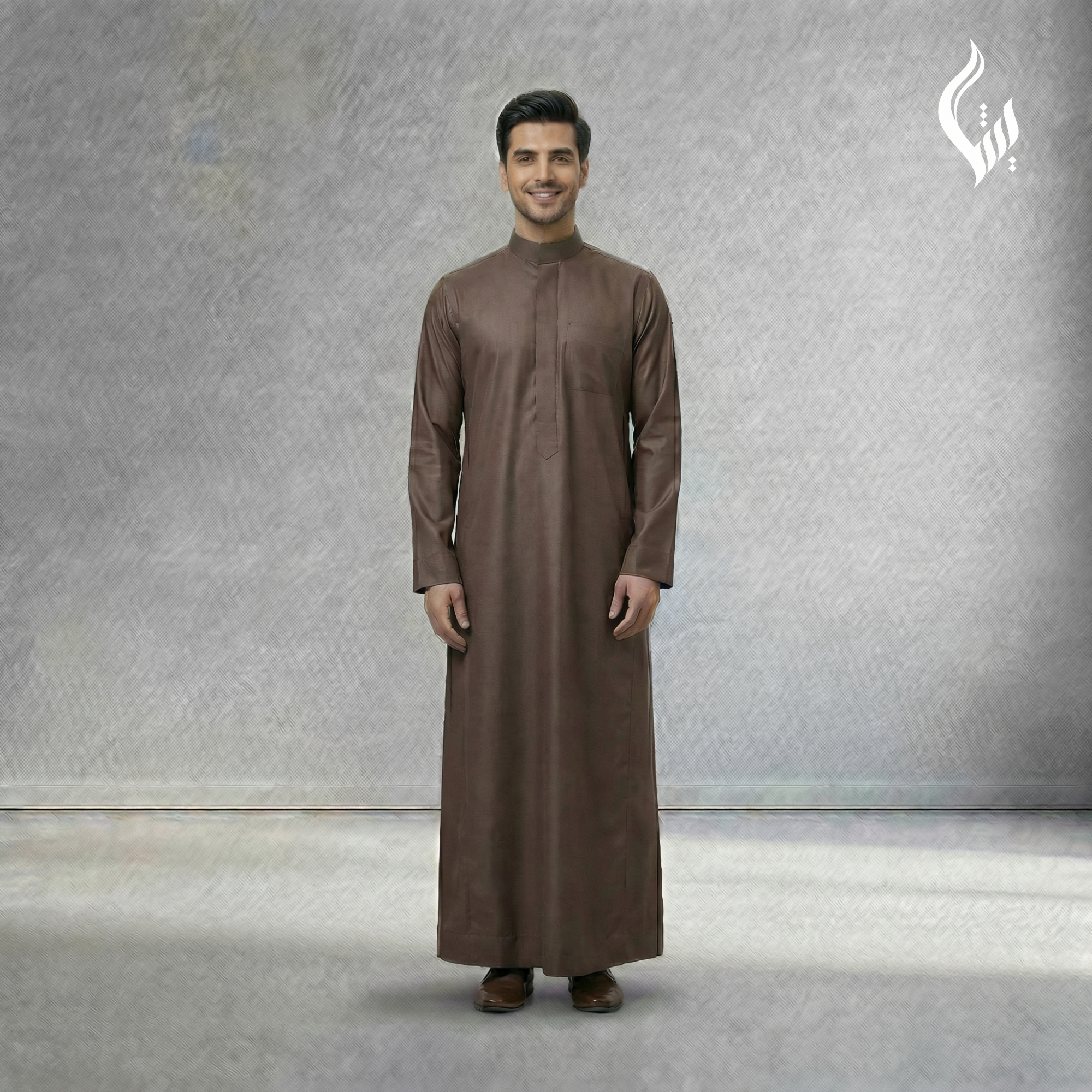 Saudi Collar Thobe with Kashka Tassel - Kali Cut Islamic Wear-thumbmail-7