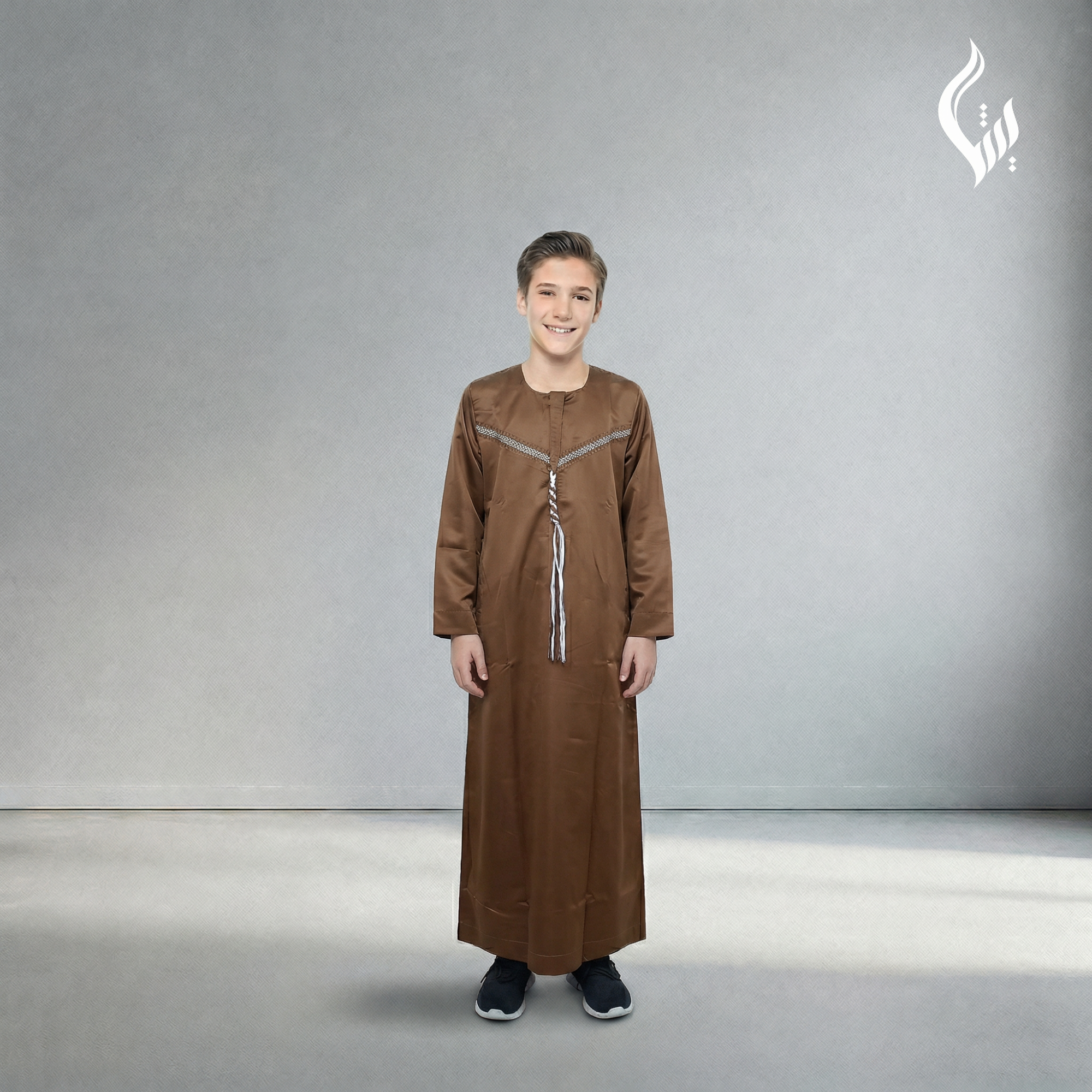 Emirati Omani Style Thobe for Kids without Tassel – Classic Islamic Wear-thumbmail-3