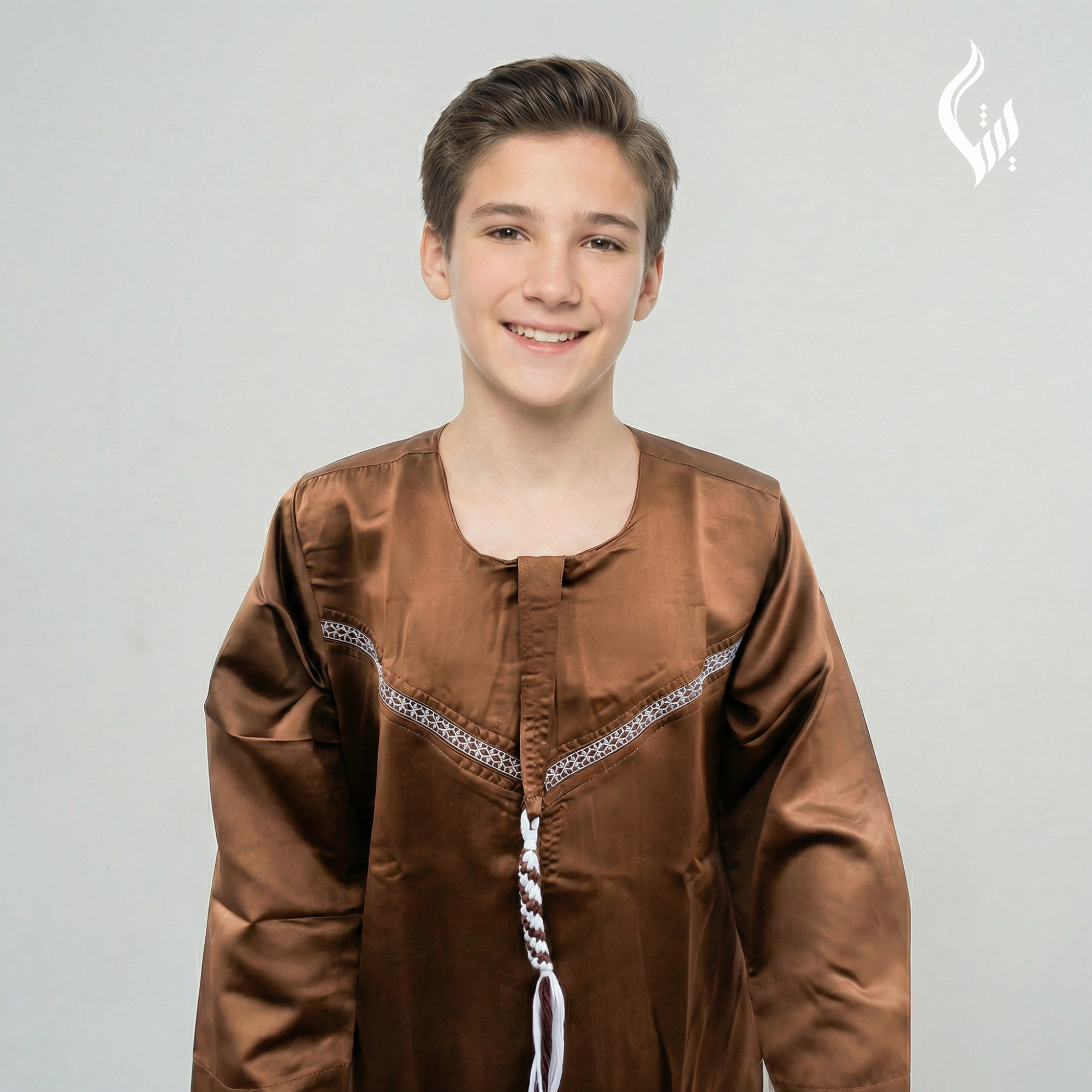 Emirati Omani Style Thobe for Kids without Tassel – Classic Islamic Wear-thumbmail-4