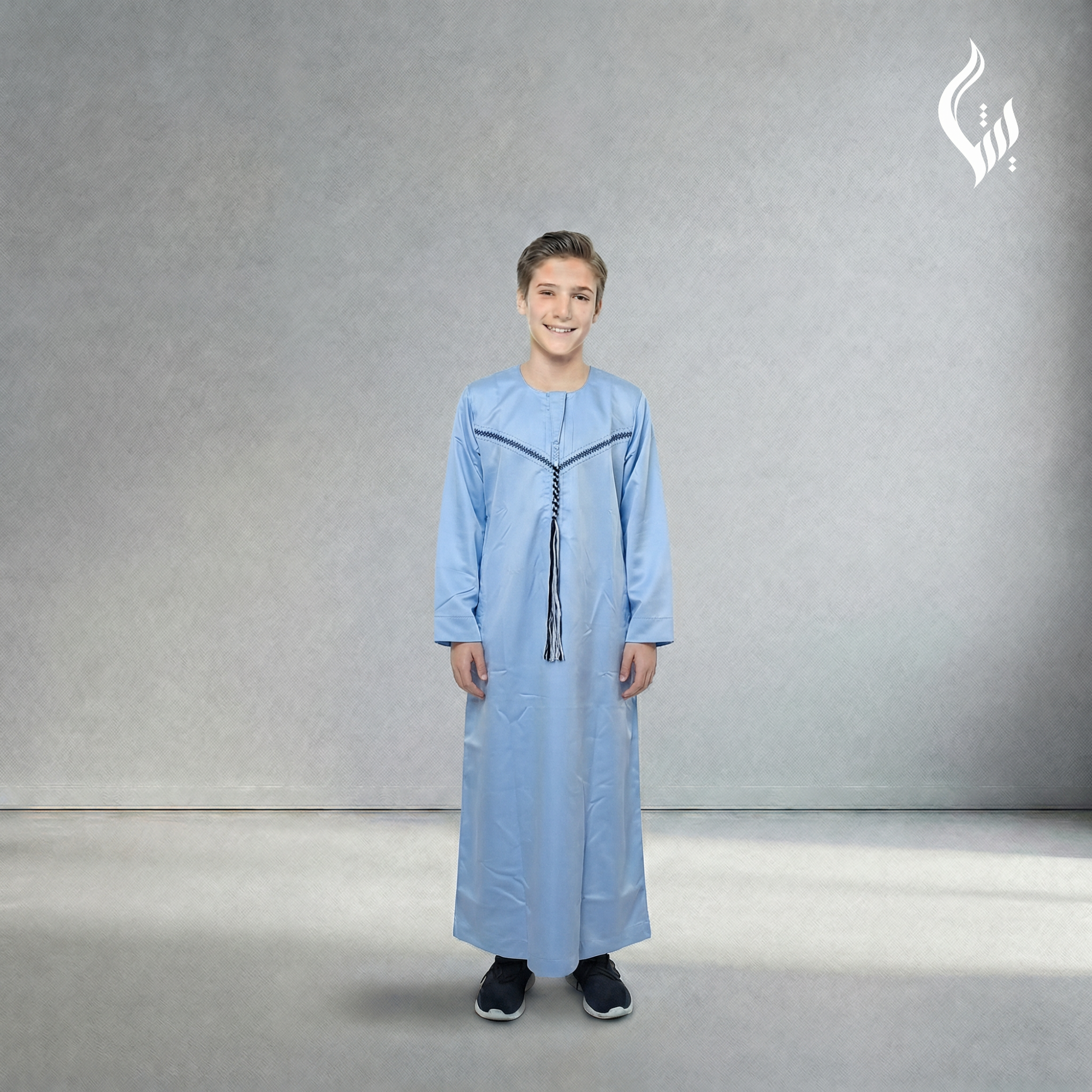 Emirati Omani Style Thobe for Kids without Tassel – Classic Islamic Wear-thumbmail-5
