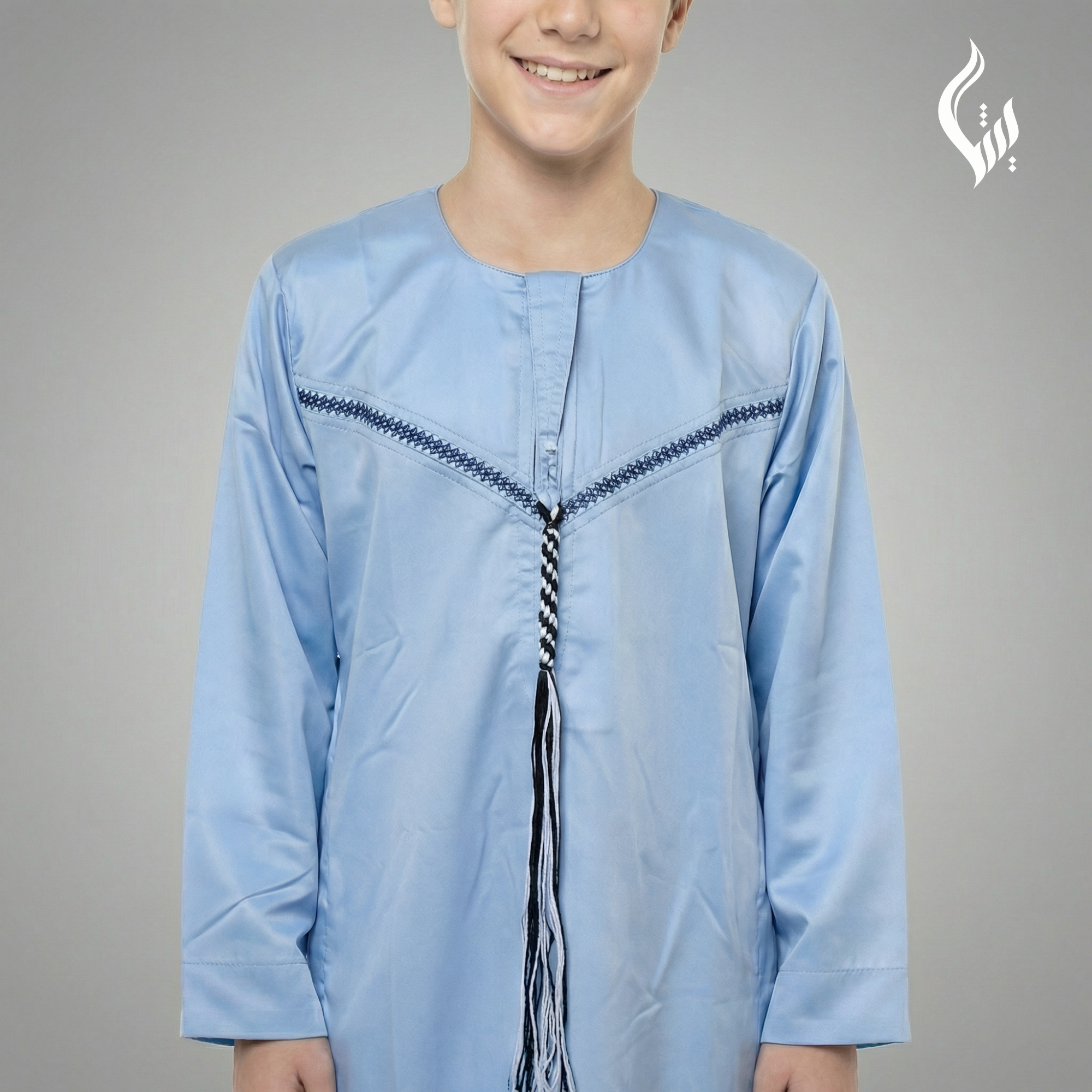 Emirati Omani Style Thobe for Kids without Tassel – Classic Islamic Wear-thumbmail-6