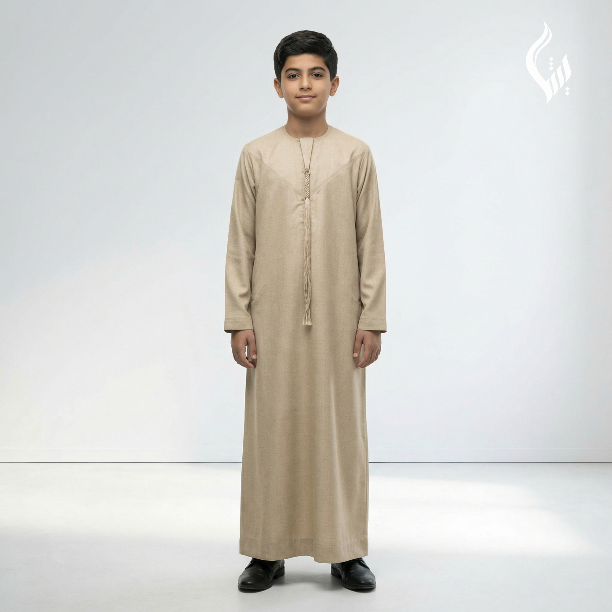 Emirati Omani Style Thobe for Kids with Tassel – Classic Islamic Wear-thumbmail-2