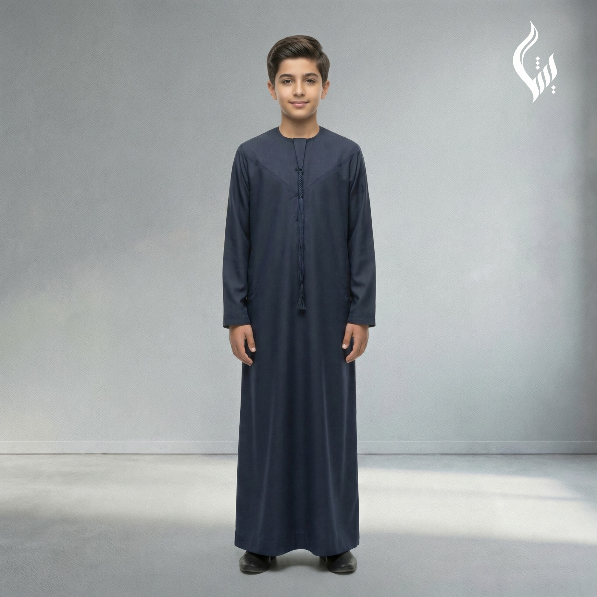 Emirati Omani Style Thobe for Kids with Tassel – Classic Islamic Wear-thumbmail-3