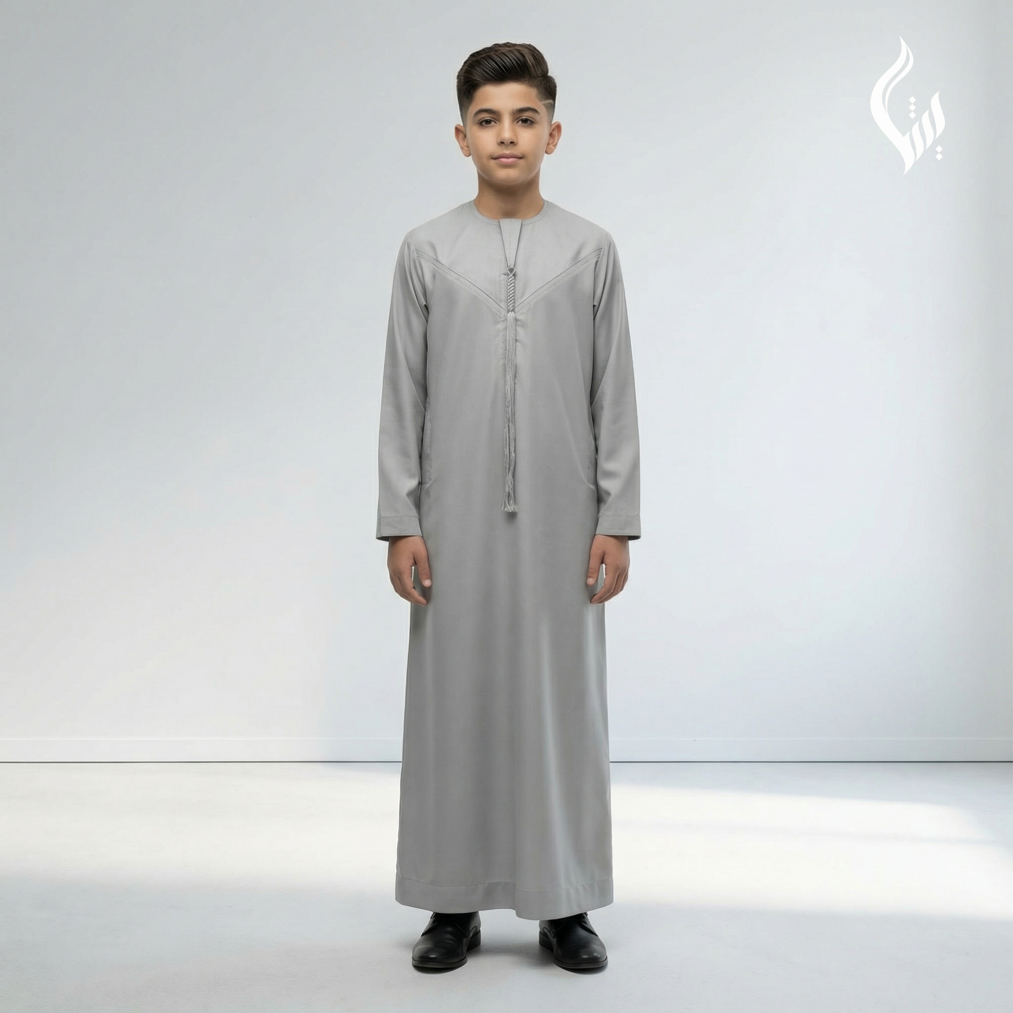 Emirati Omani Style Thobe for Kids with Tassel – Classic Islamic Wear-thumbmail-4