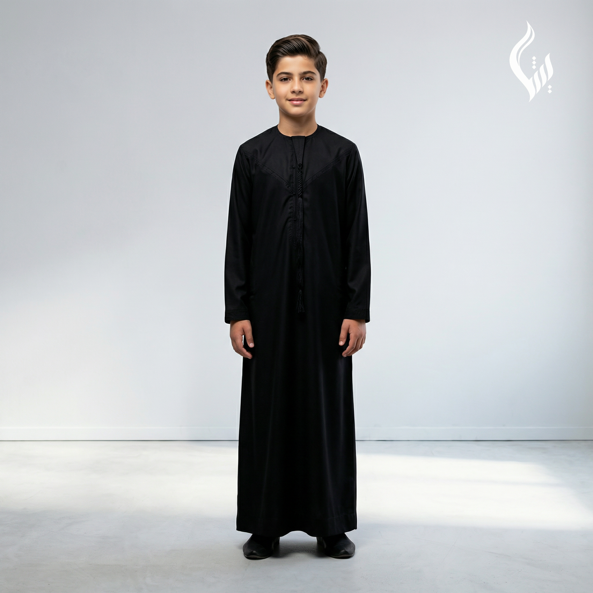 Emirati Omani Style Thobe for Kids with Tassel – Classic Islamic Wear