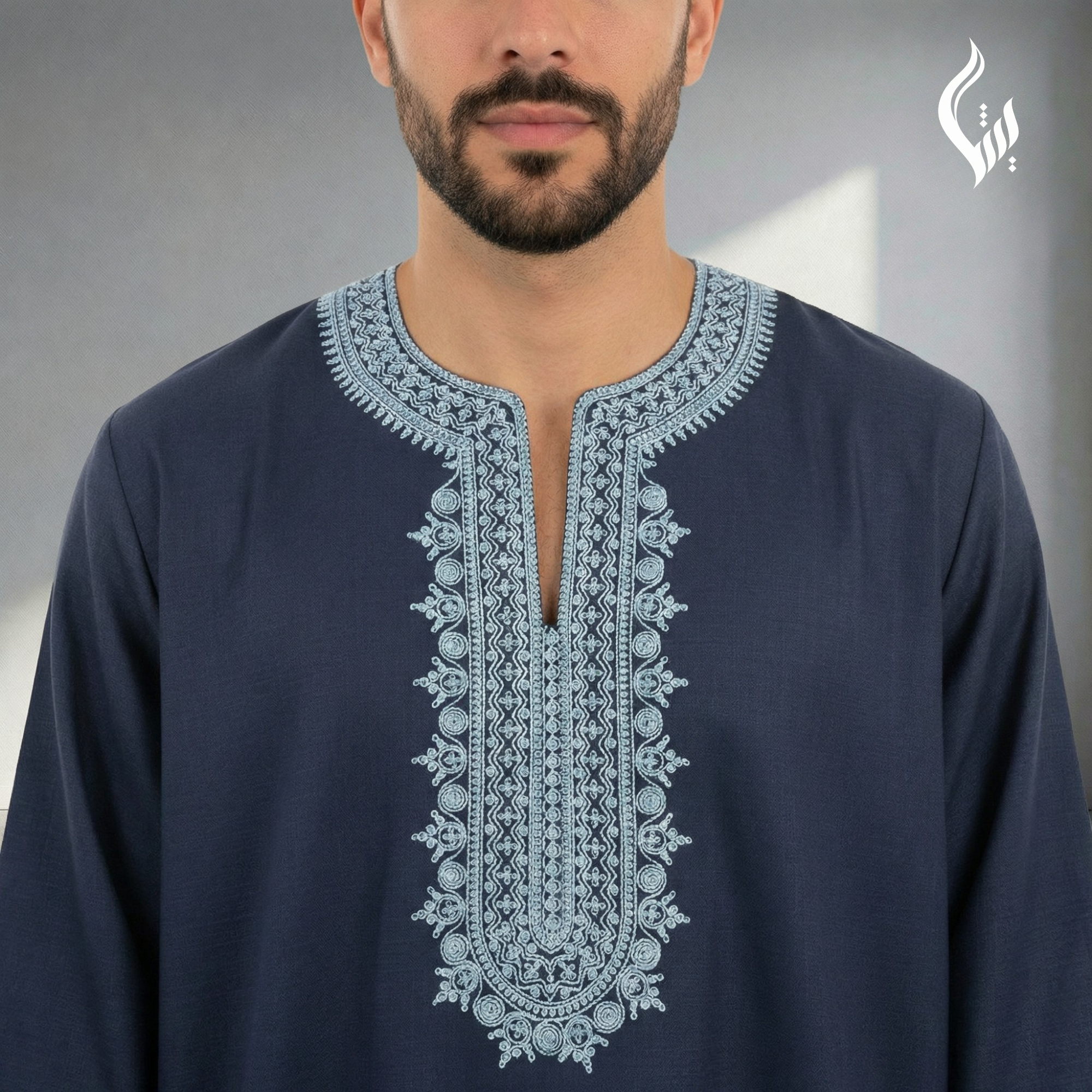 Moroccan Thobe with Heavy Embroidery – 3/4 Sleeve Eid & Formal Wear-thumbmail-6