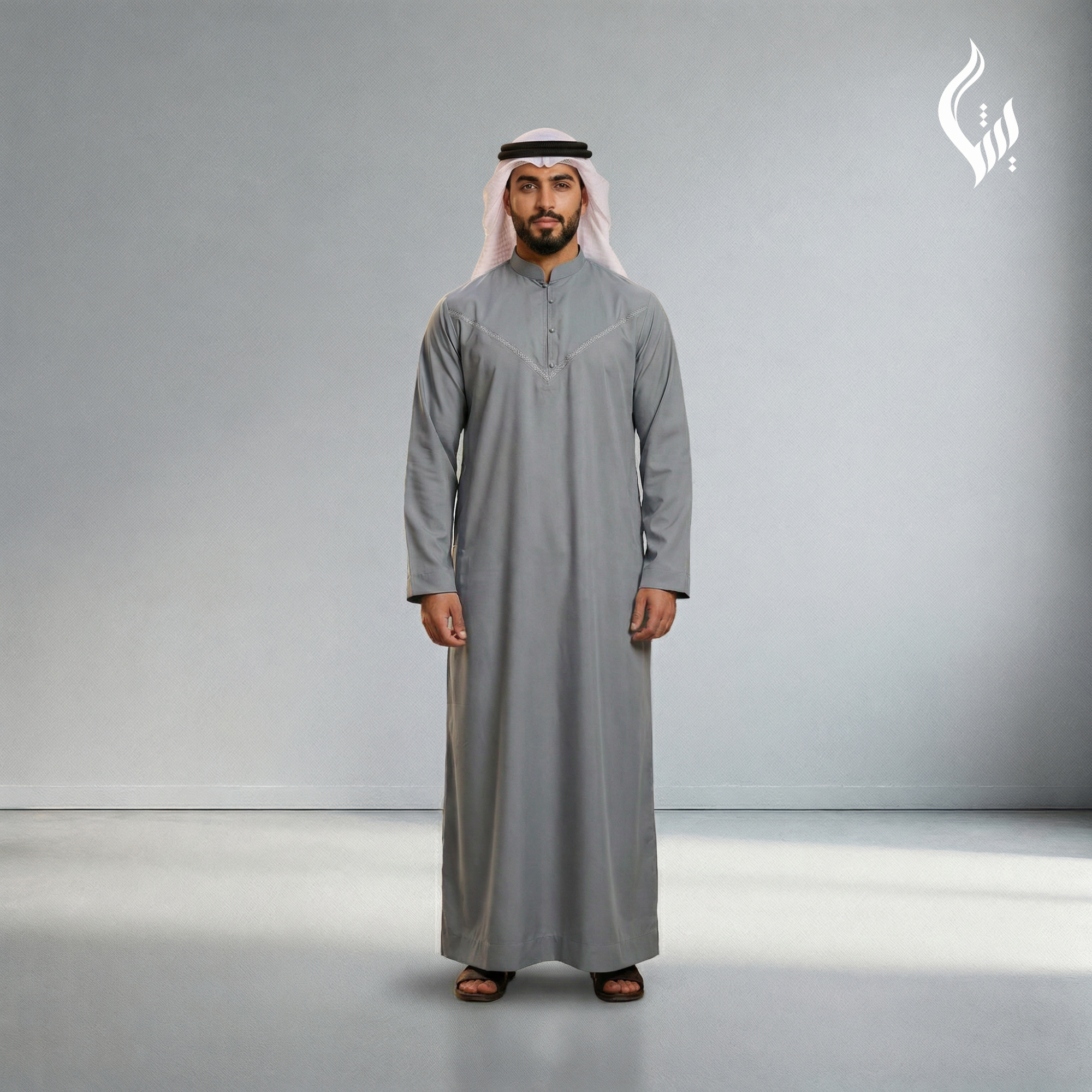 Emirati Thobe with Omani Collar - Eid & Formal Islamic Wear-thumbmail-4