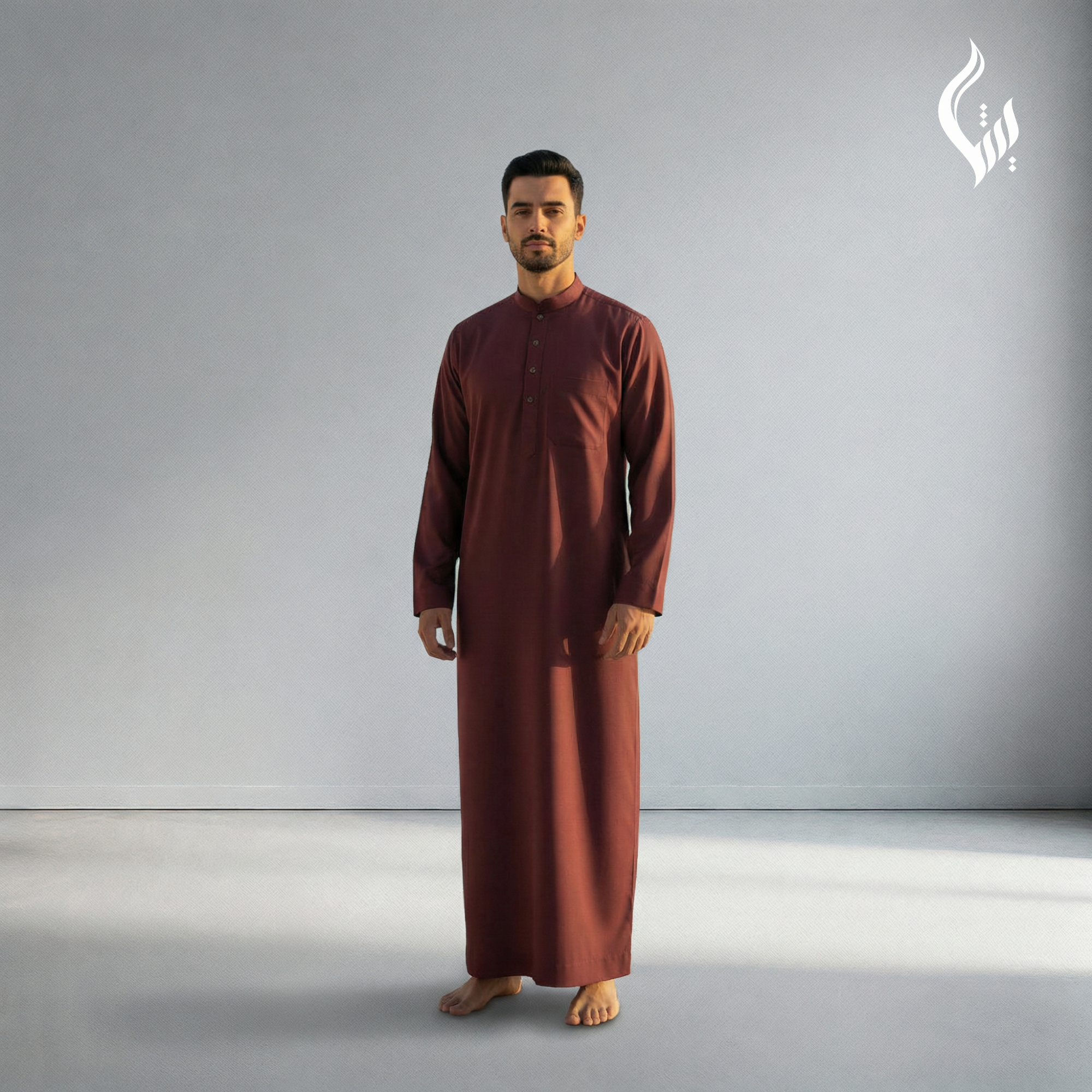 Saudi Collar Thobe - Terylene-Rayon Thick Fabric Formal Islamic Wear-thumbmail-14