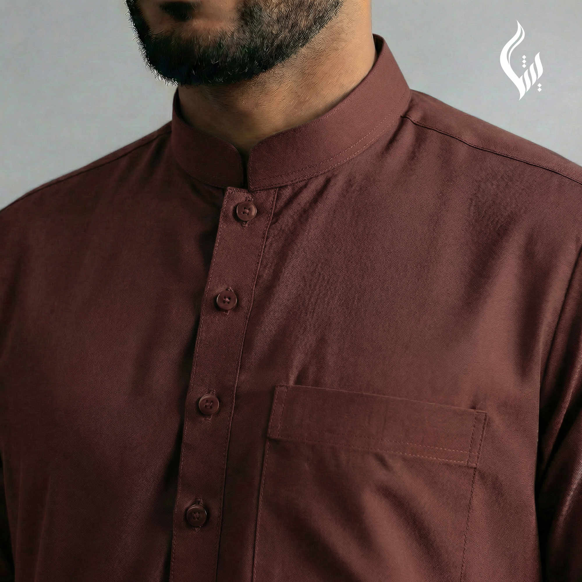 Saudi Collar Thobe - Terylene-Rayon Thick Fabric Formal Islamic Wear-thumbmail-15