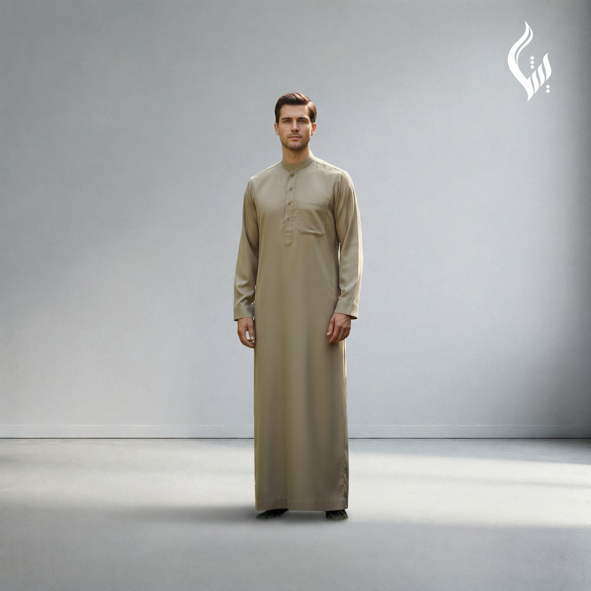 Saudi Collar Thobe - Terylene-Rayon Thick Fabric Formal Islamic Wear-thumbmail-23