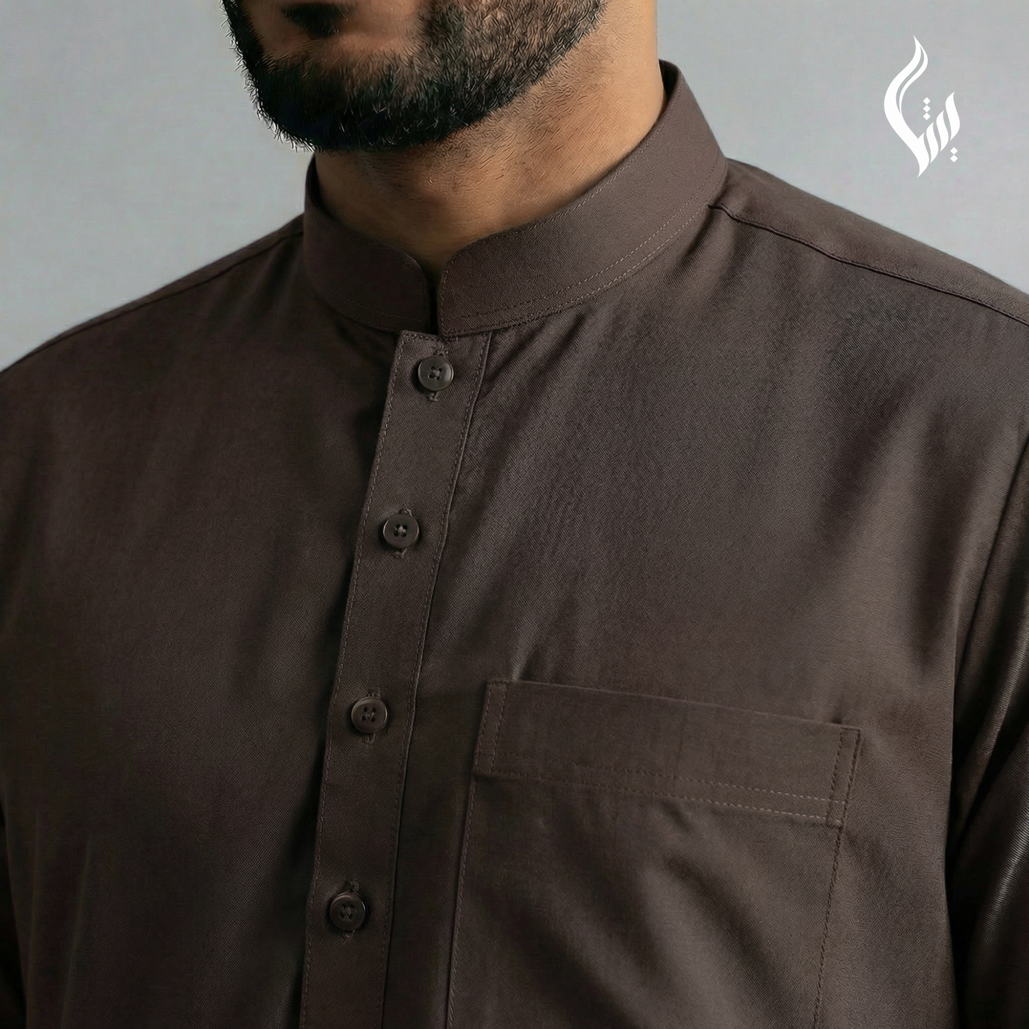 Saudi Collar Thobe - Terylene-Rayon Thick Fabric Formal Islamic Wear-thumbmail-10