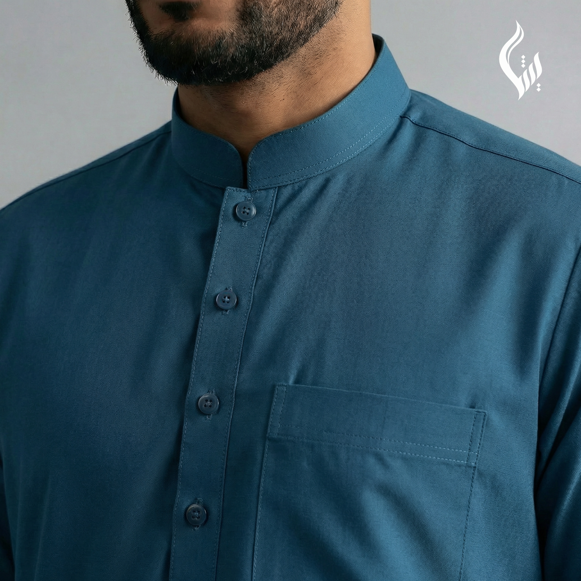 Saudi Collar Thobe - Terylene-Rayon Thick Fabric Formal Islamic Wear-thumbmail-22