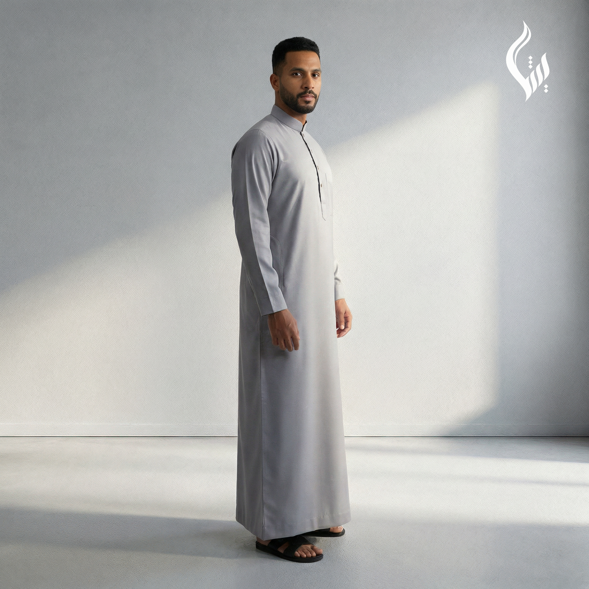 Saudi Collar Thobe - Terylene-Rayon Thick Fabric Formal Islamic Wear-thumbmail-2