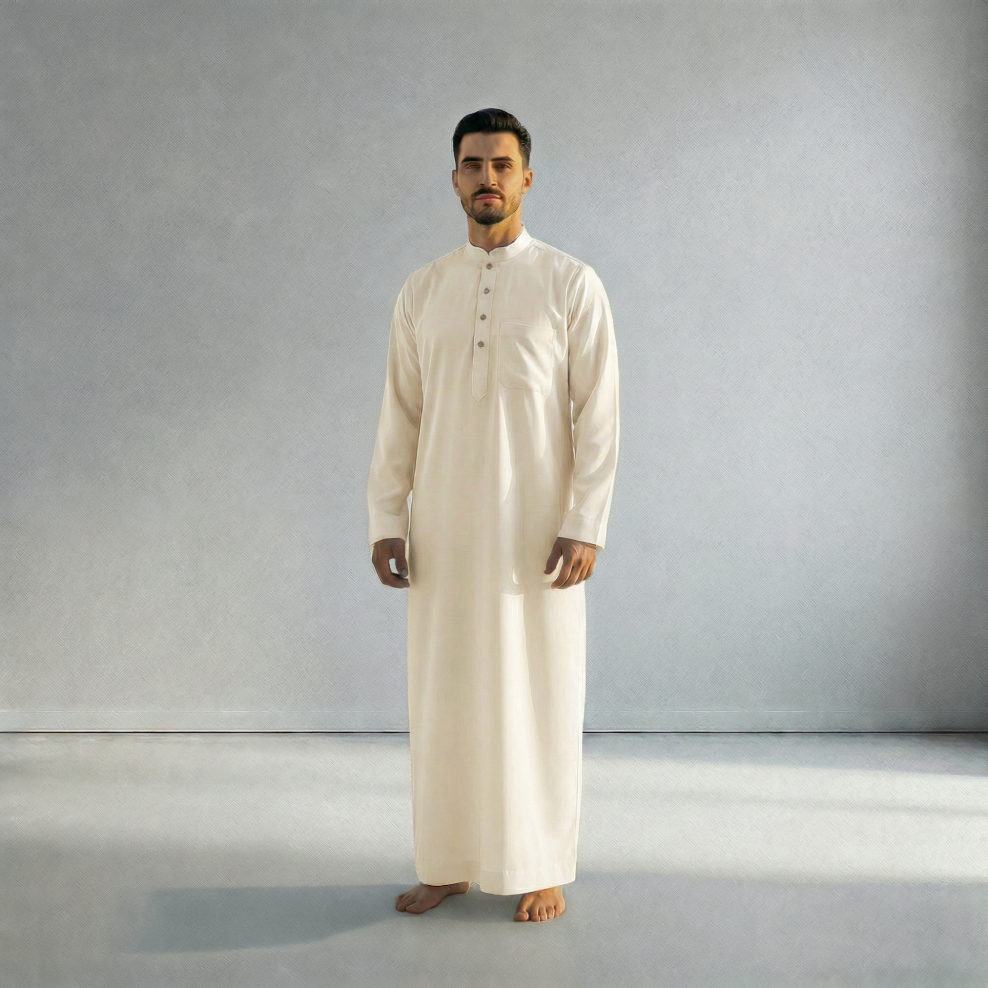 Saudi Collar Thobe - Terylene-Rayon Thick Fabric Formal Islamic Wear-thumbmail-26