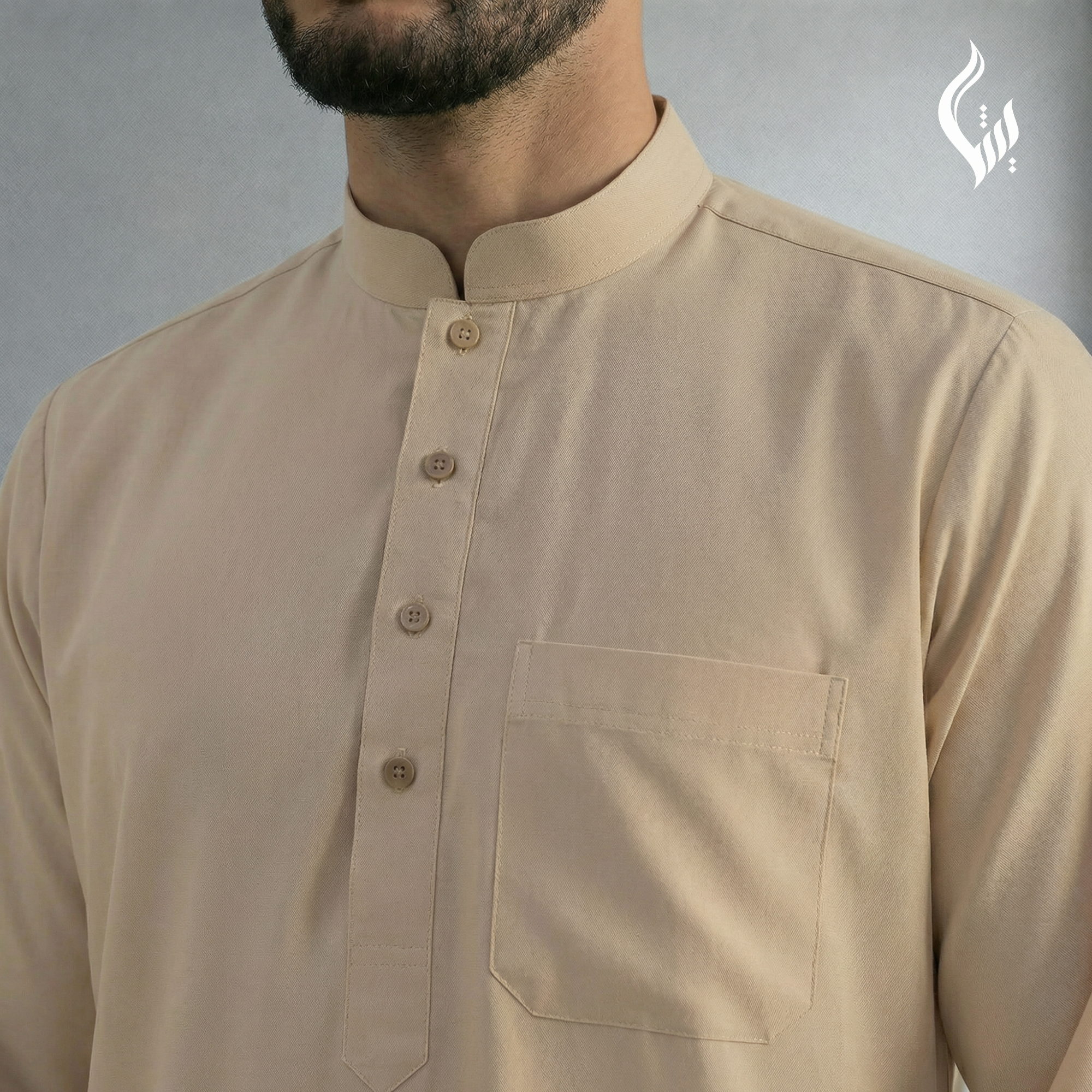 Saudi Collar Thobe - Terylene-Rayon Thick Fabric Formal Islamic Wear-thumbmail-13