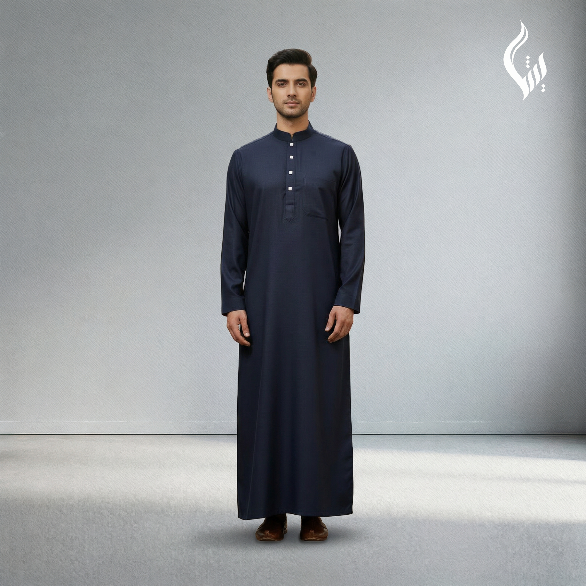 Saudi Collar Thobe - Terylene-Rayon Thick Fabric Formal Islamic Wear-thumbmail-5