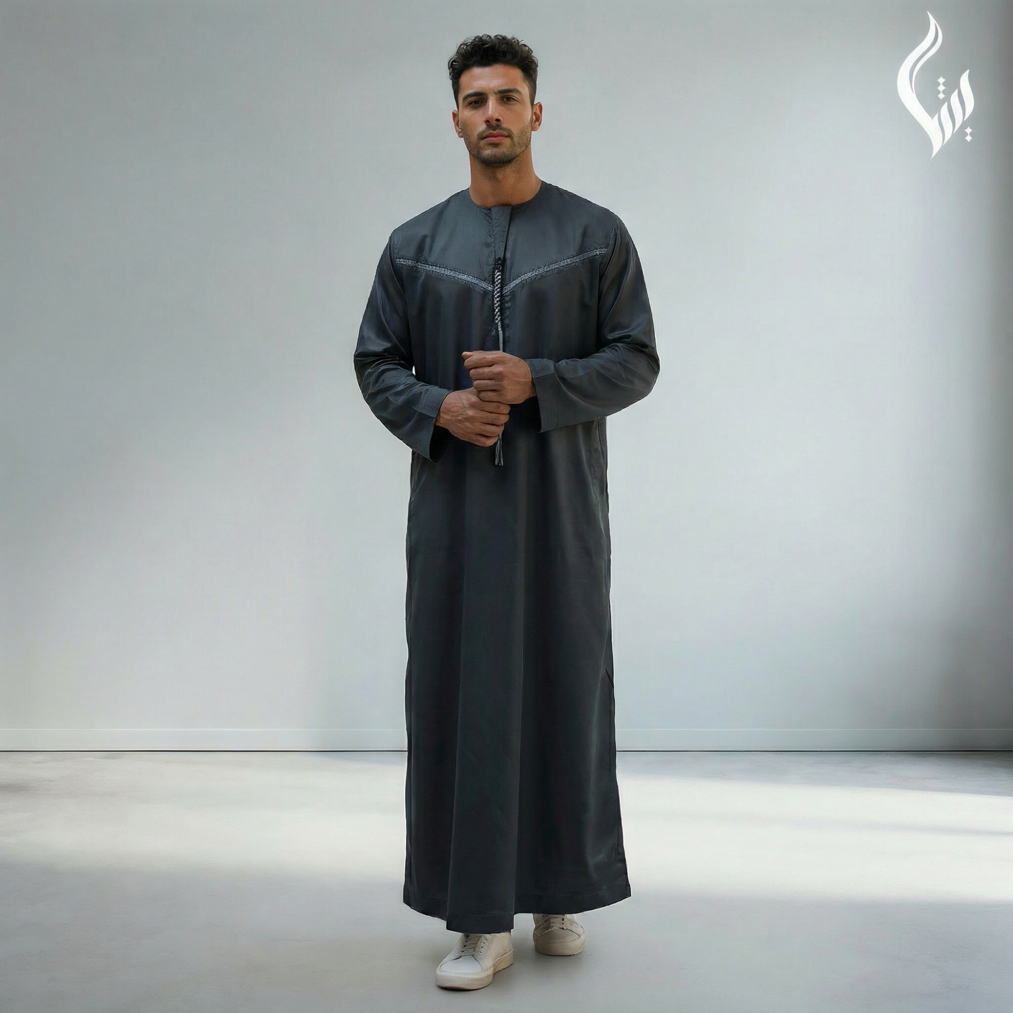 Emirati Omani Thobe with Sheen with Tassel-thumbmail-3