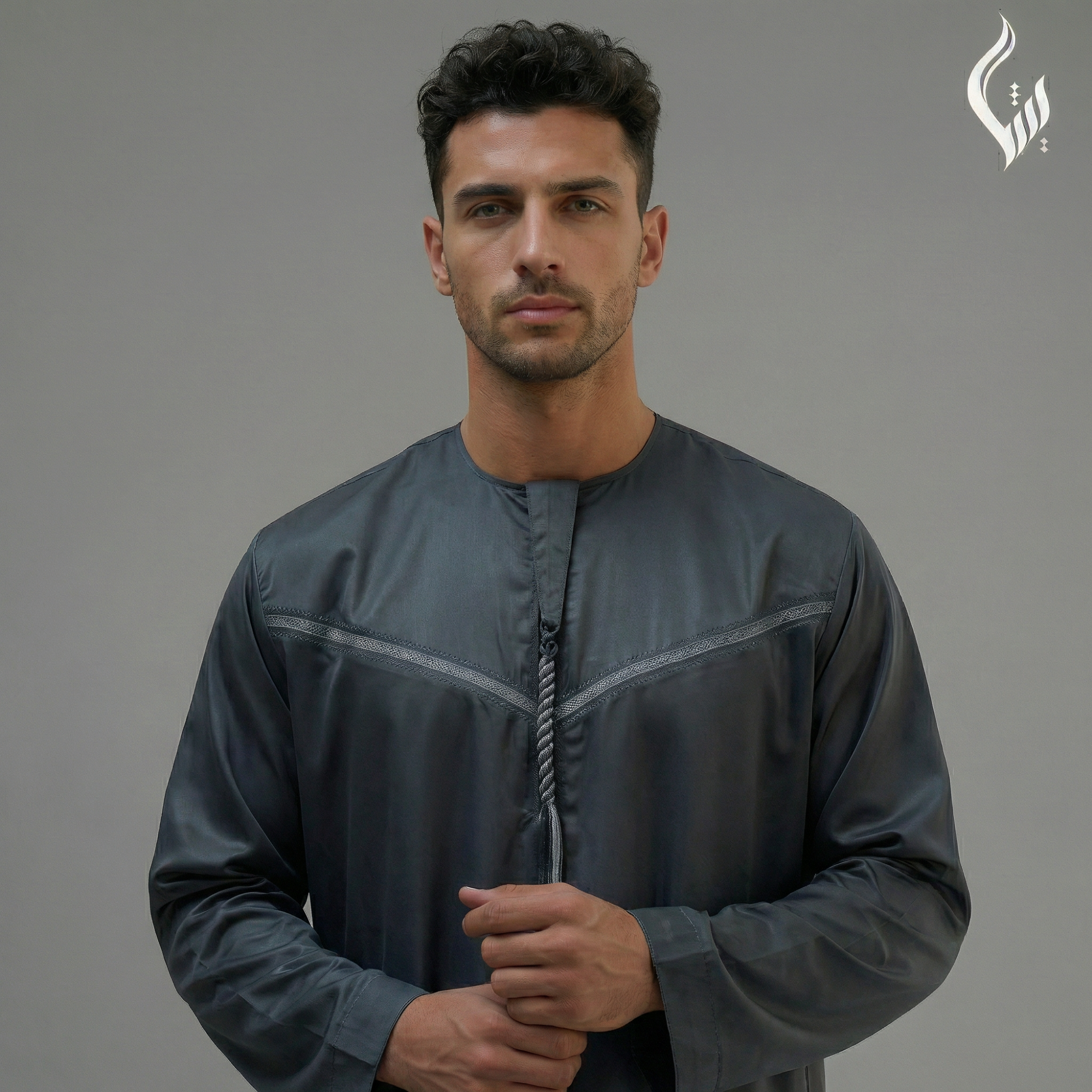 Emirati Omani Thobe with Sheen with Tassel-thumbmail-4